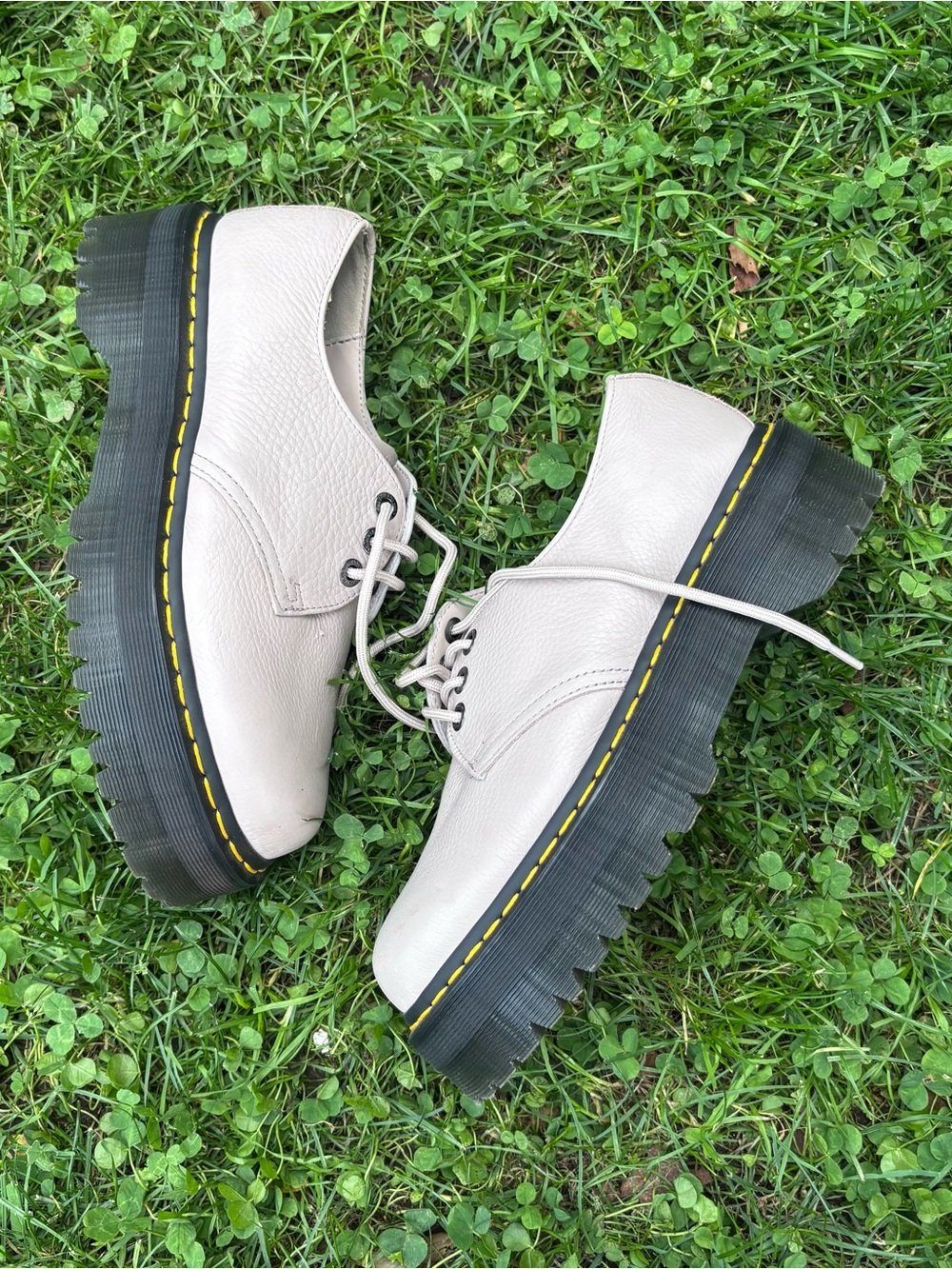 Dr. Martens Chunky Platform Lace-Up Shoes in Pink with Black Sole